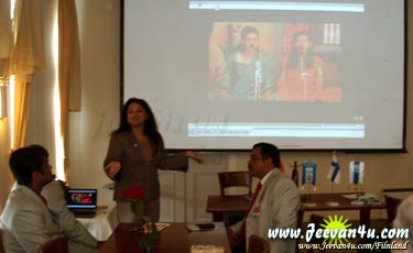 Giving my presentation on Indian Music with Krishnaraj's fiance in the background
